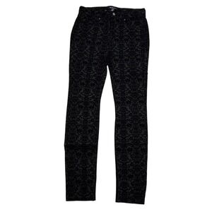 Romans Black Damask Velvet Feel Skinny Stretch Pants Women's‎ Size 12W NEW NWT